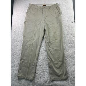 Cherokee Ultimate Khaki Pants Mens‎ 38x32 Beige Flat Front Casual 100% Cotton